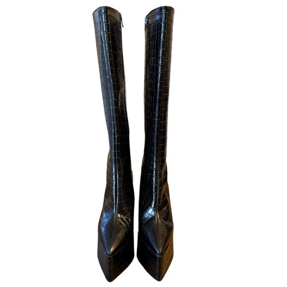 L’intervalle Yaroslav Croco Boots Nior Platform Pointy Toe Knee-High Spain Sz 39 - Picture 4 of 13